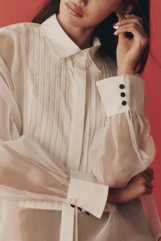 By Anthropologie Transparente Organza-Bluse mit Manschetten #2