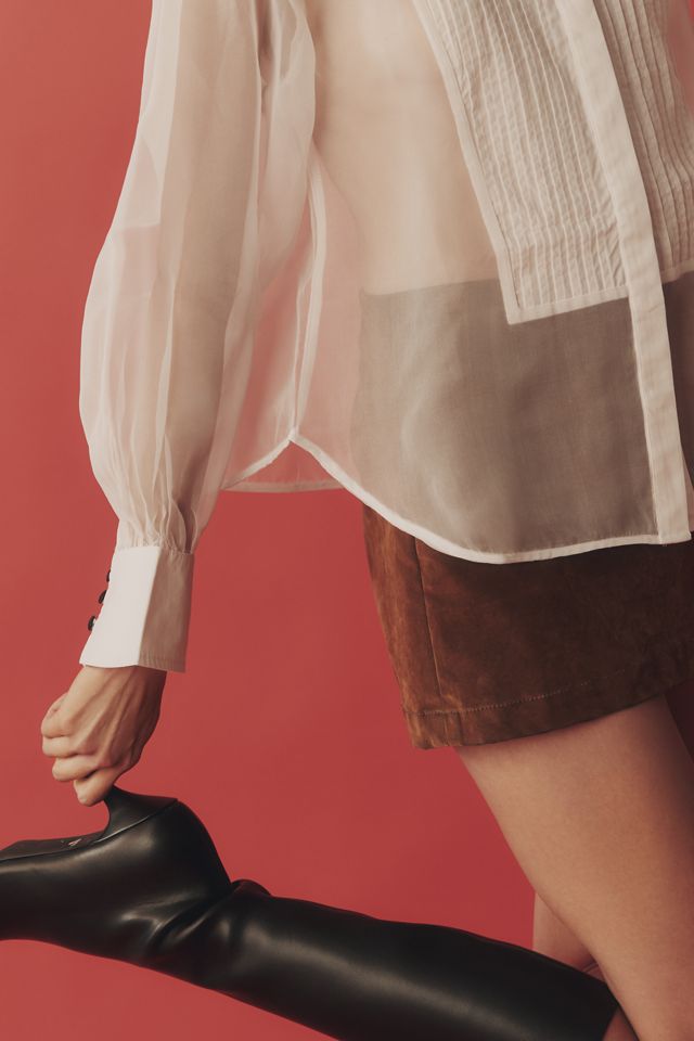 By Anthropologie Transparente Organza-Bluse mit Manschetten #4