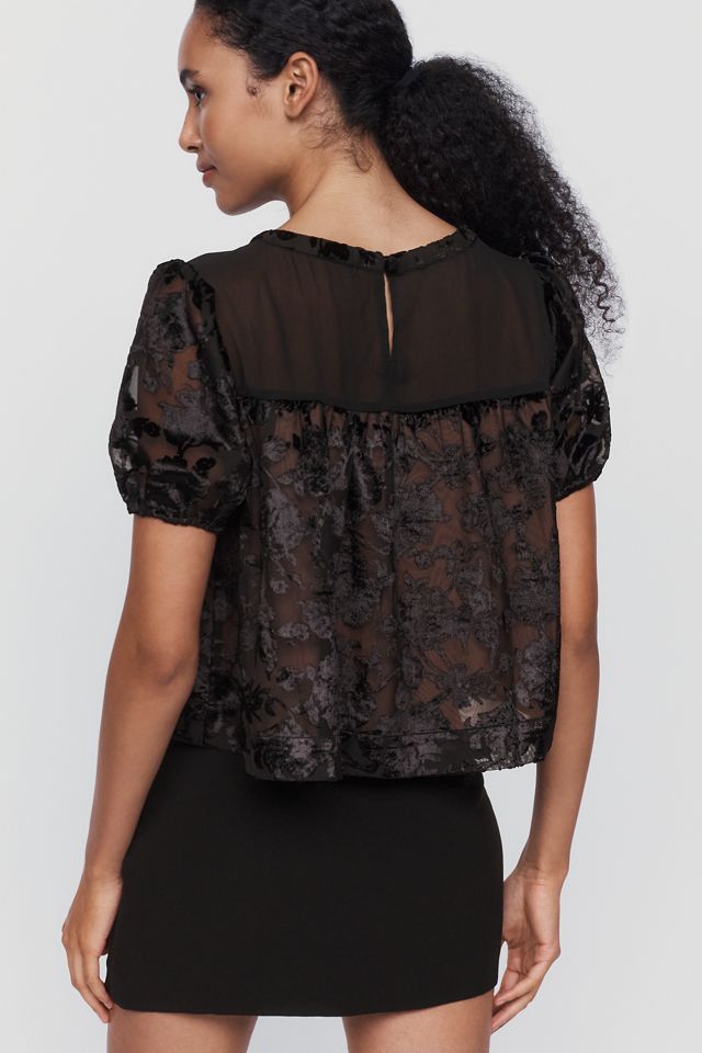 By Anthropologie Velvet Burnout Swing Top #1
