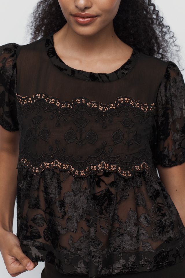 By Anthropologie Velvet Burnout Swing Top #2
