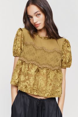 By Anthropologie Velvet Burnout Swing Top