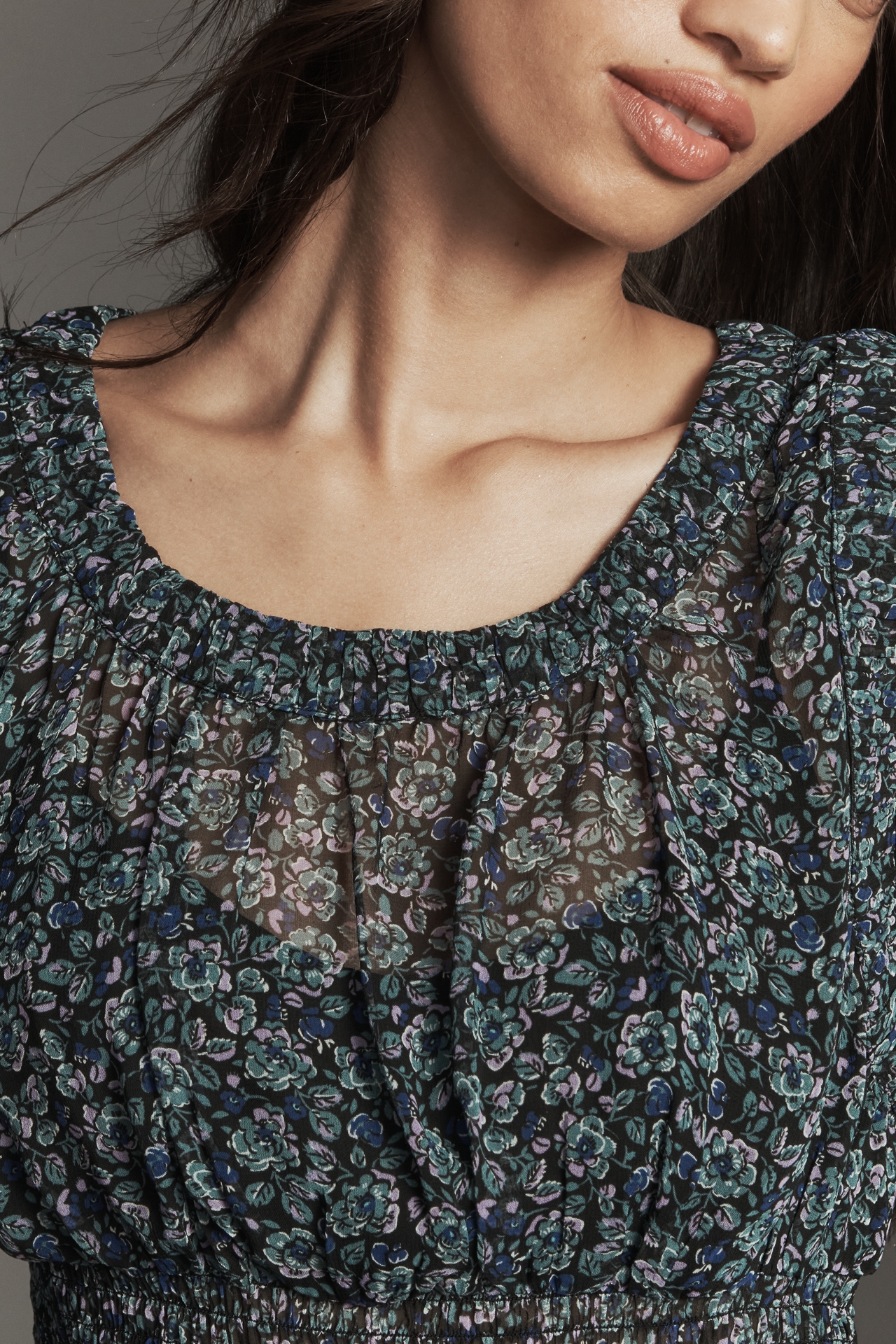 By Anthropologie Smocked Chiffon Tank Top
