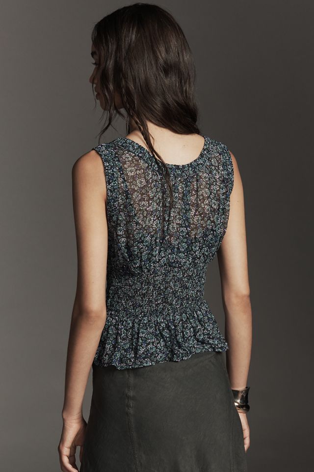 By Anthropologie Smocked Chiffon Tank Top #3