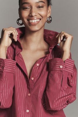 The Shrunken Bennet Lurex Stripe Buttondown Shirt by Maeve