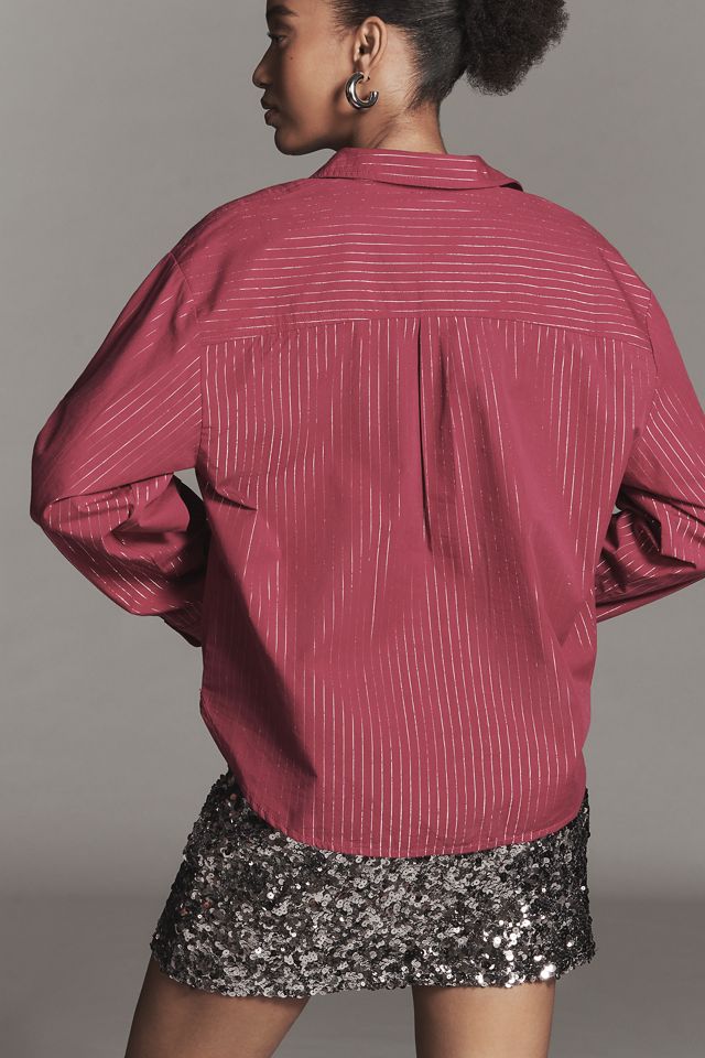 The Shrunken Bennet Lurex Stripe Buttondown Shirt by Maeve #1