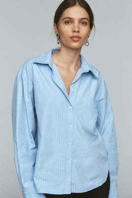 Maeve The Shrunken Bennet Lurex Stripe Buttondown Shirt By  In Multi