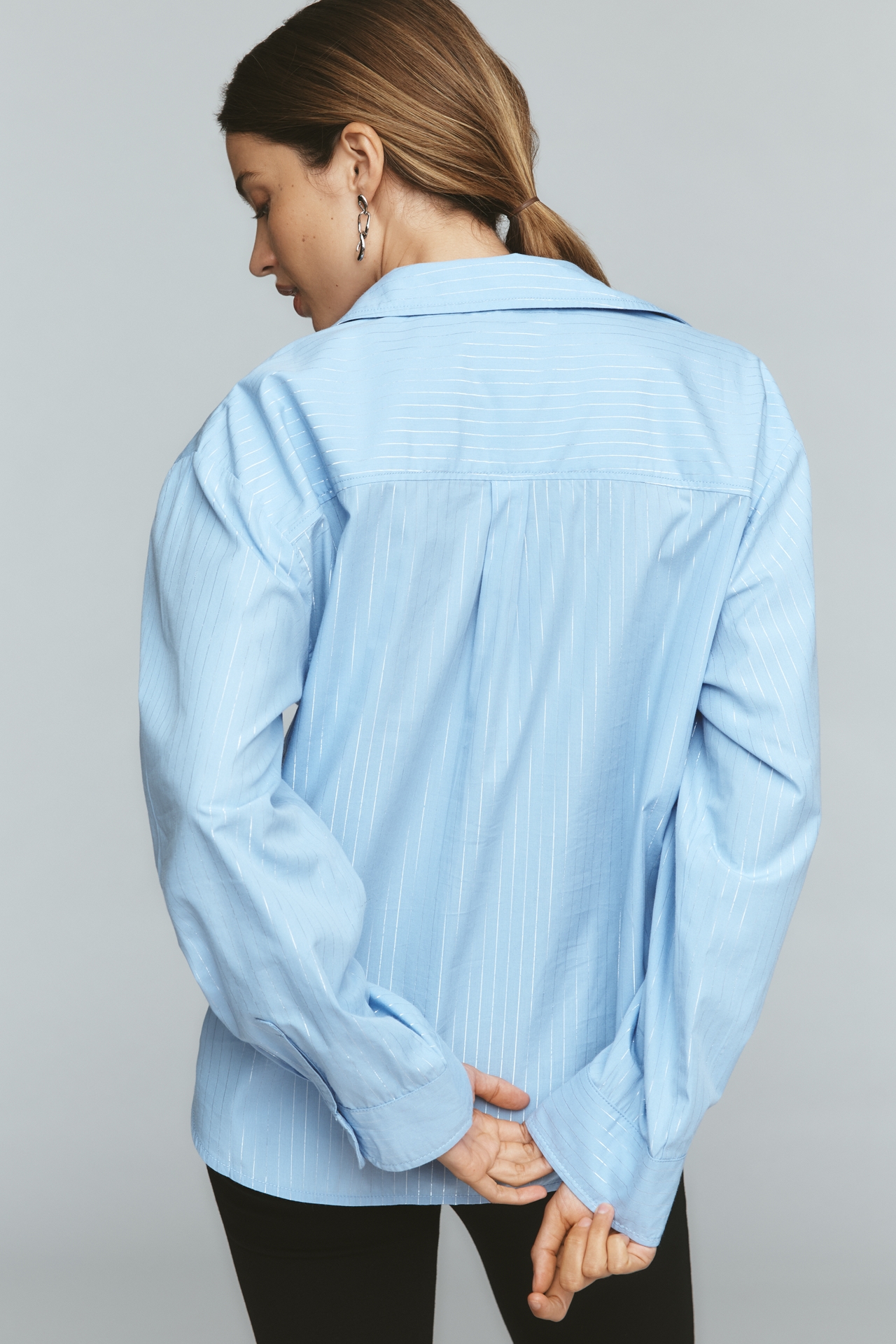 The Shrunken Bennet Lurex Stripe Buttondown Shirt by Maeve