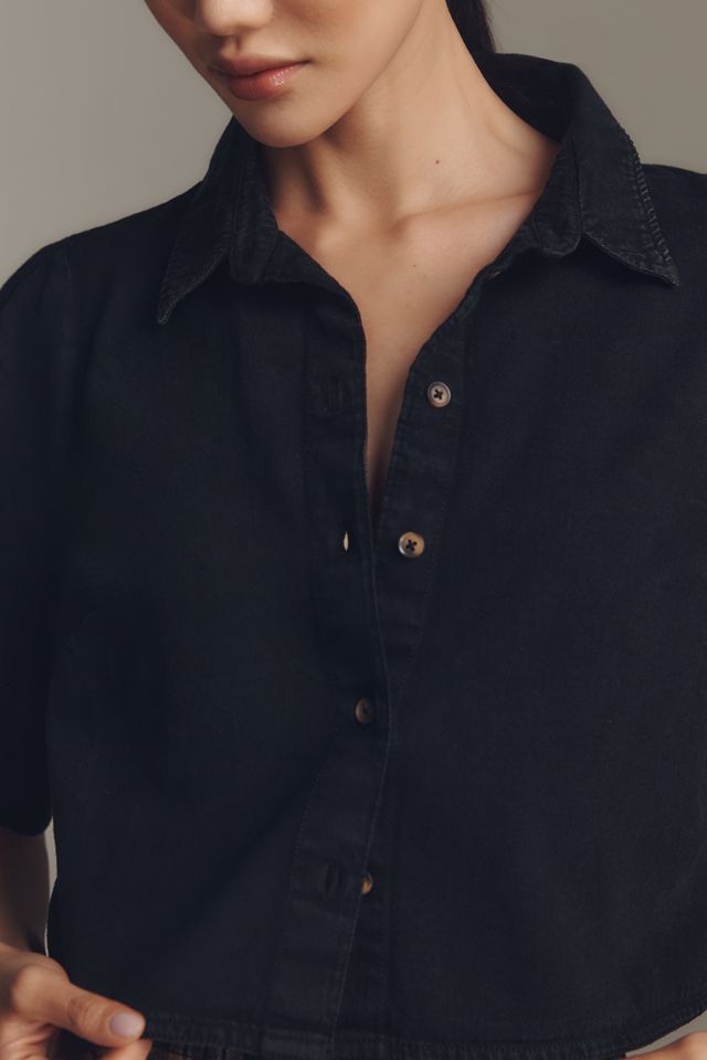 Pilcro Lantern-Sleeve Collared Crop Blouse #3