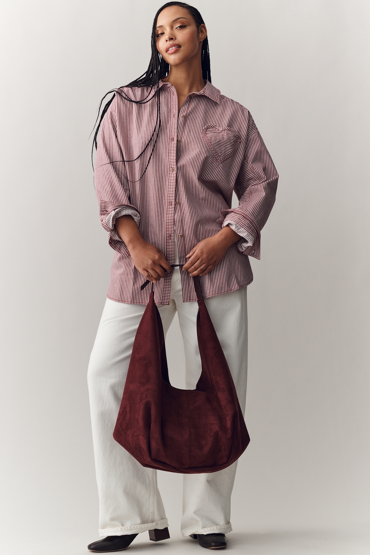 Pilcro Heart Pocket Long-Sleeve Buttondown Shirt