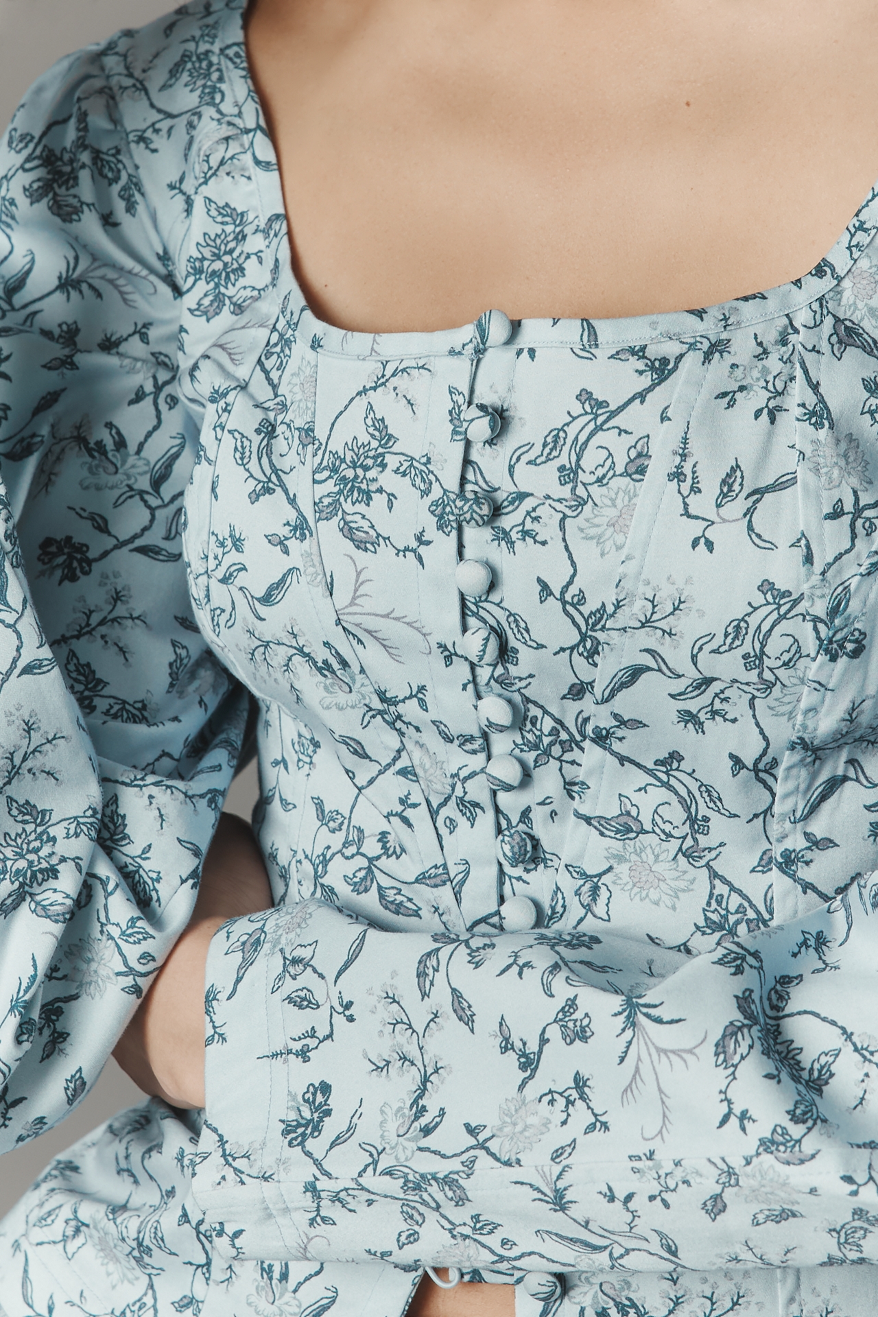 By Anthropologie Waisted Puff-Sleeve Blouse