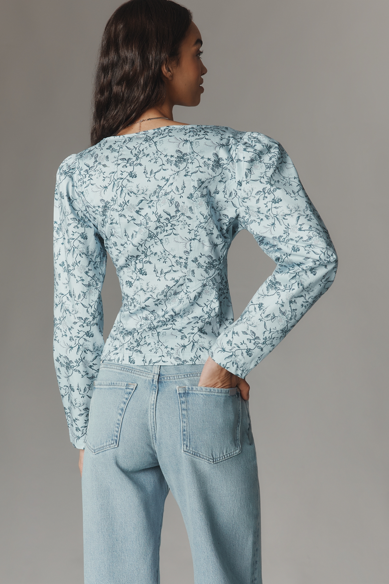 By Anthropologie Waisted Puff-Sleeve Blouse