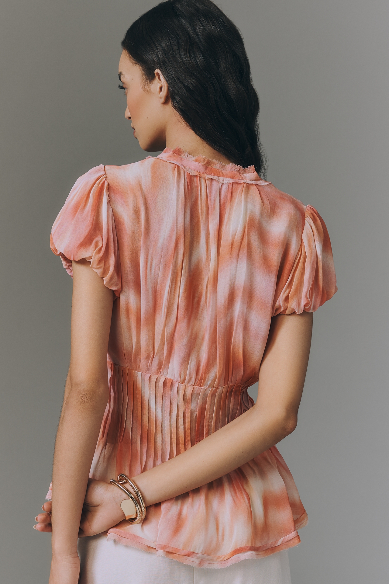 By Anthropologie Waisted Puff Sleeve Top