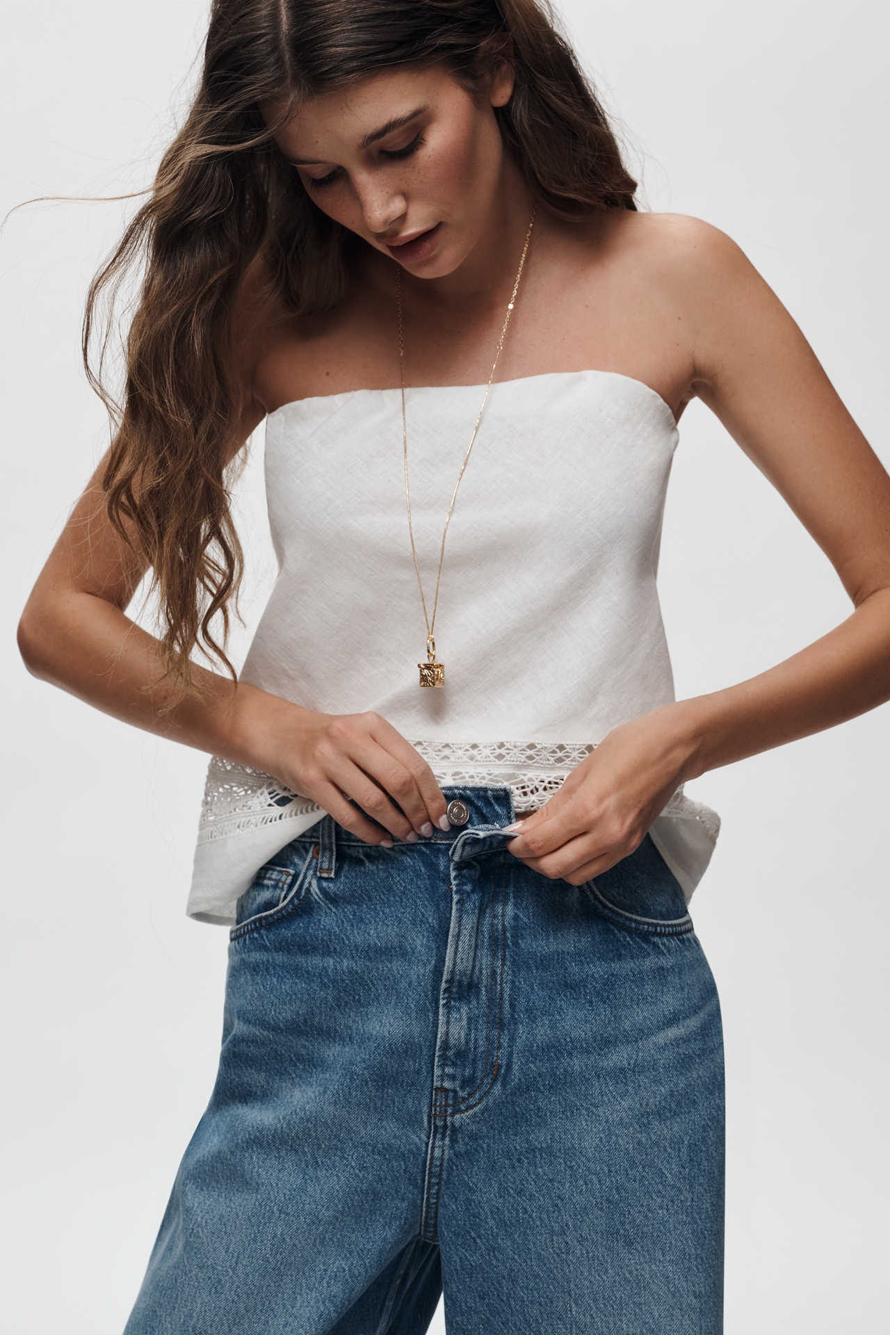 By Anthropologie Linen Blend Tube Top
