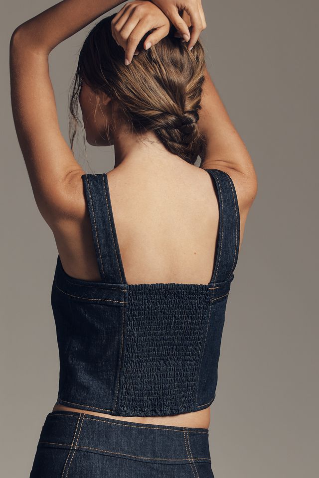 Maeve Sleeveless Denim Buckle-Strap Top #1