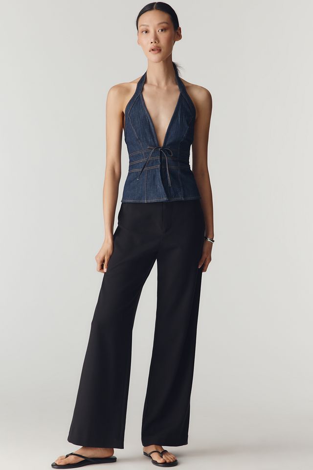 By Anthropologie Denim Tie Halter Top #2