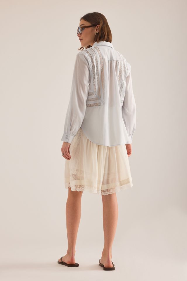 Top con Botones de Manga Larga con Inserto de Encaje By Anthropologie #1