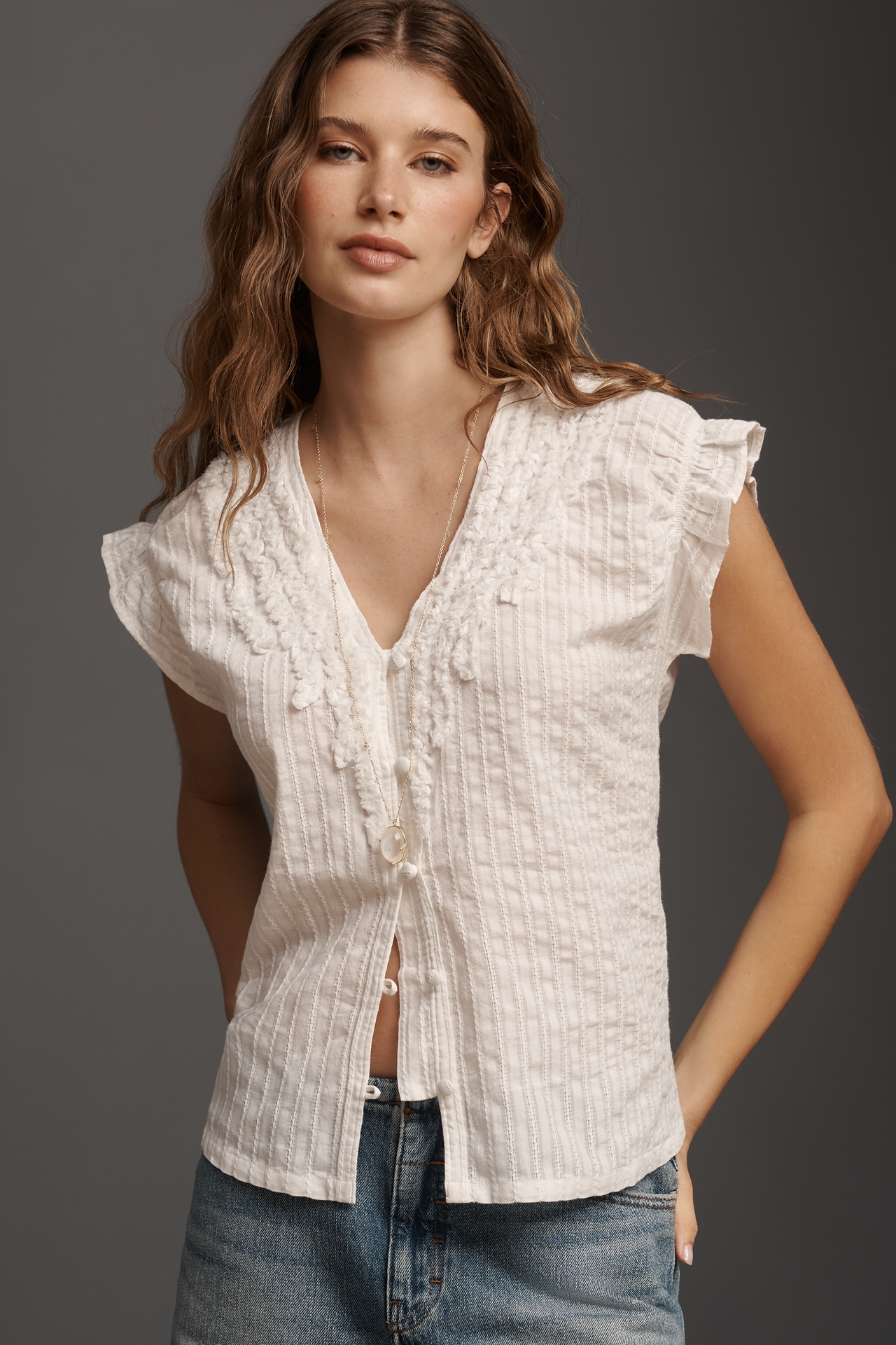 Pilcro Cinched Wedge Top