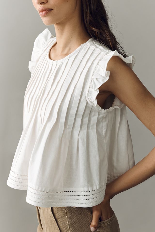Pilcro Jade Cotton Linen Blouse | Anthropologie