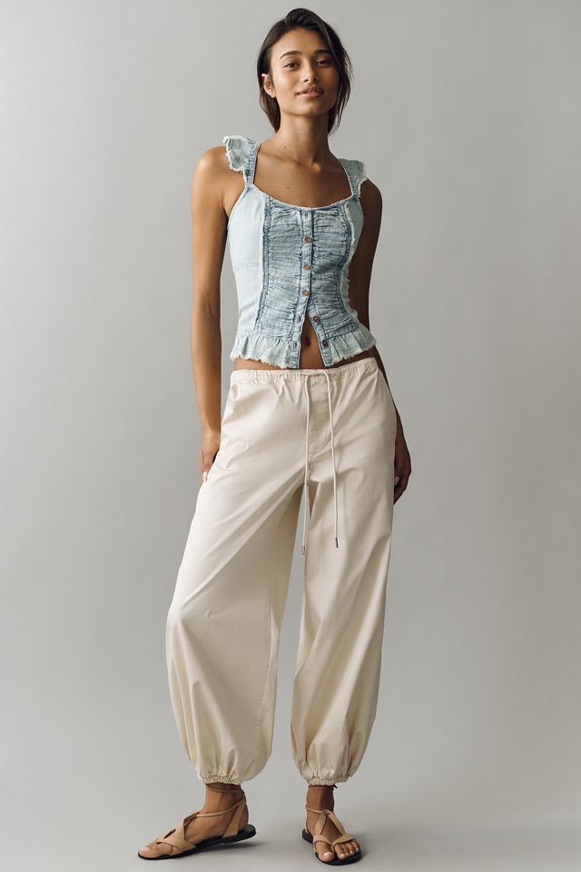 Ruffle-Front Top in Cross-Weave Cotton #2