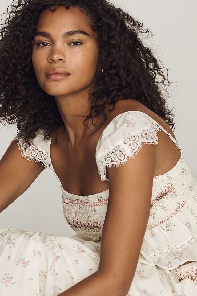 Maeve Embroidered Smocked Top | Anthropologie