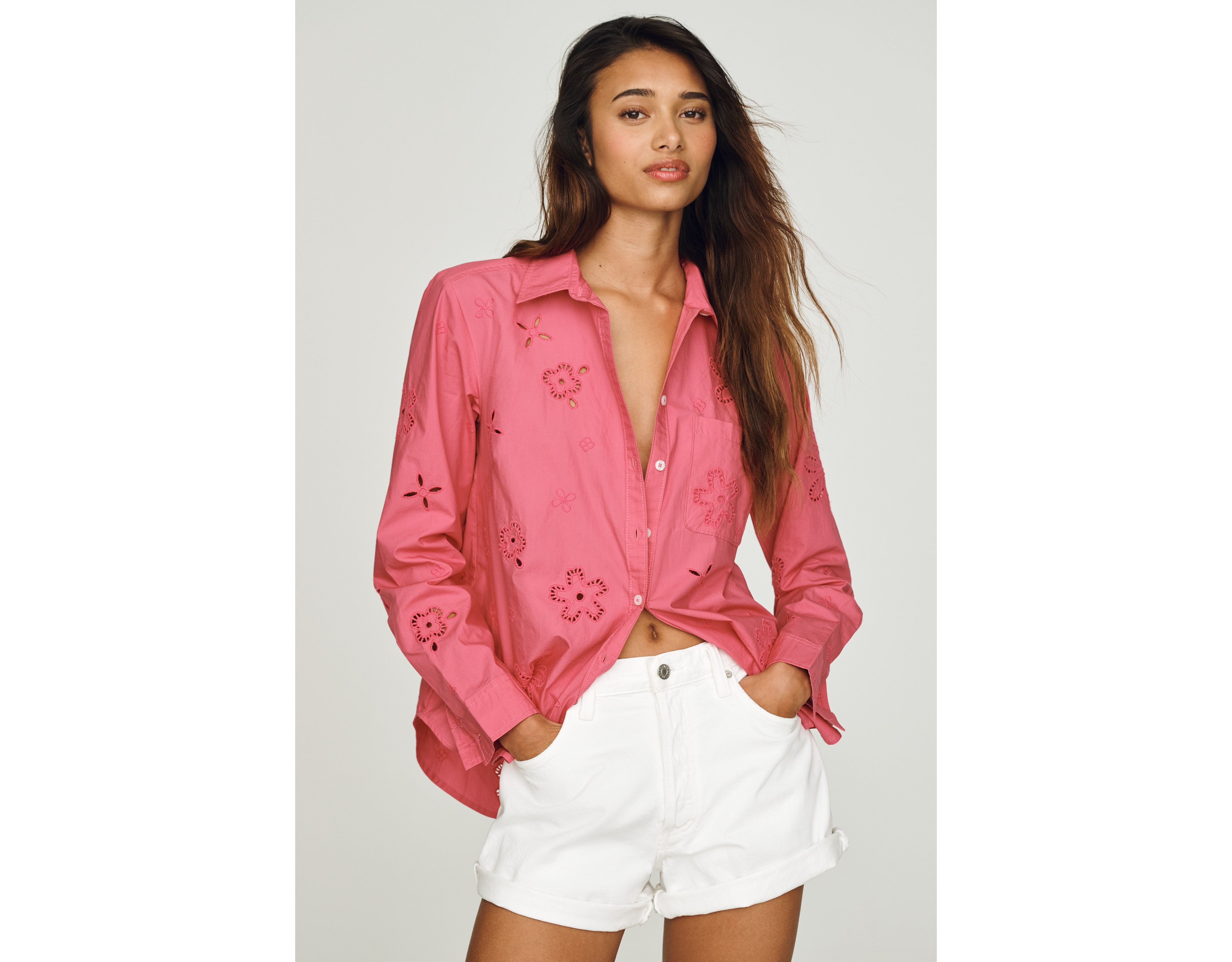Maeve Kate 100% Cotton Eyelet Classic Buttondown