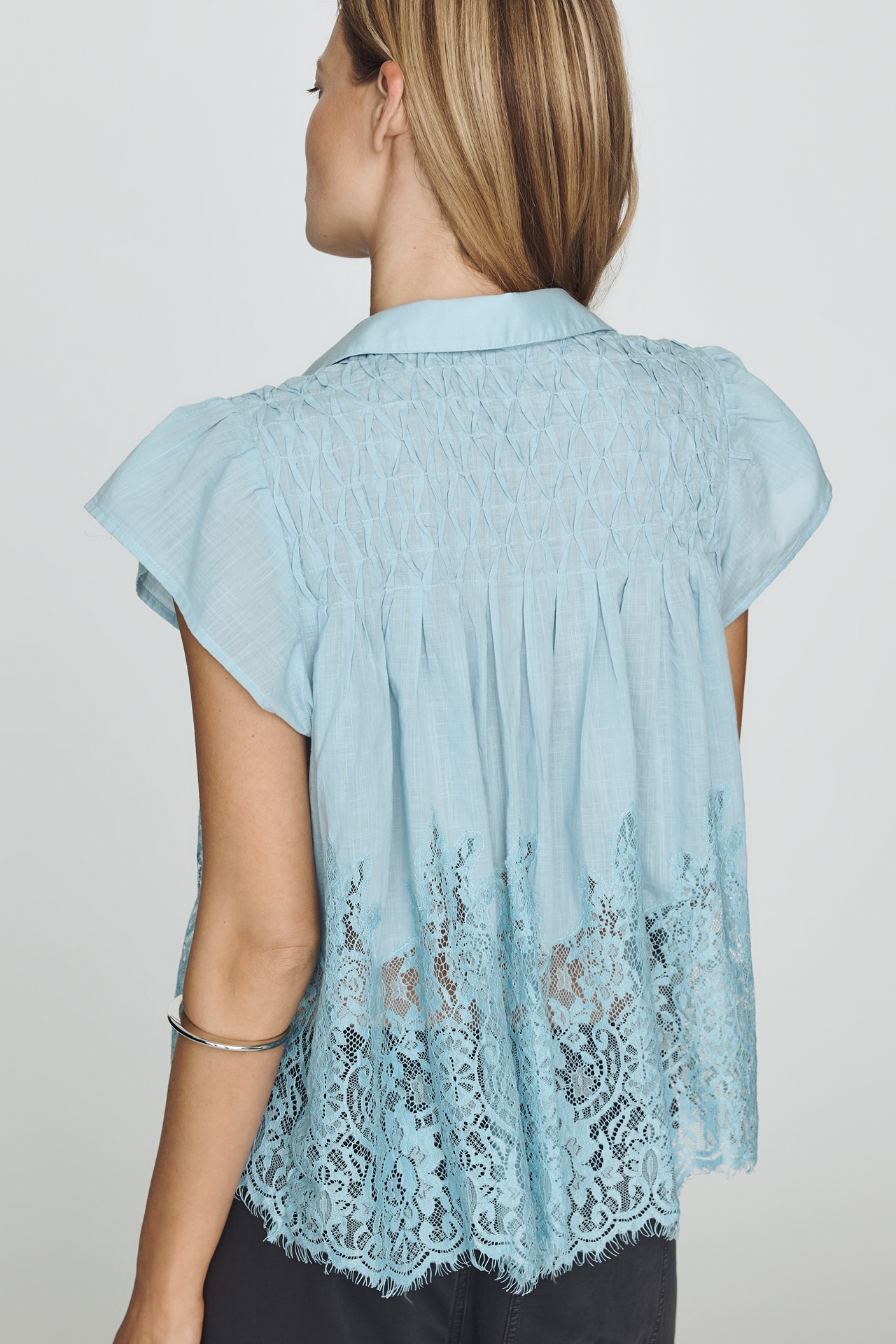 By Anthropologie Cotton Lace Buttondown Shirt