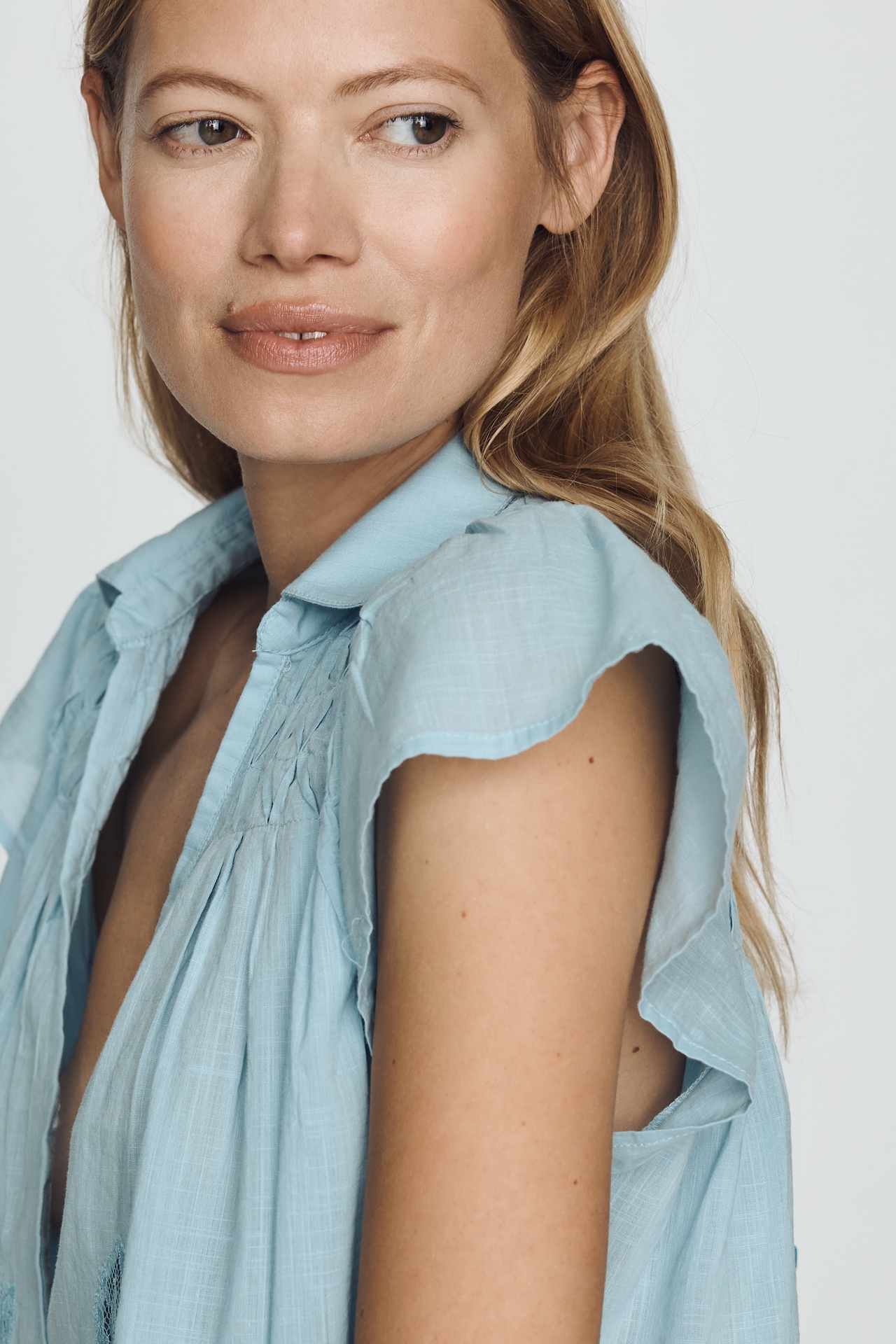 By Anthropologie Cotton Lace Buttondown Shirt