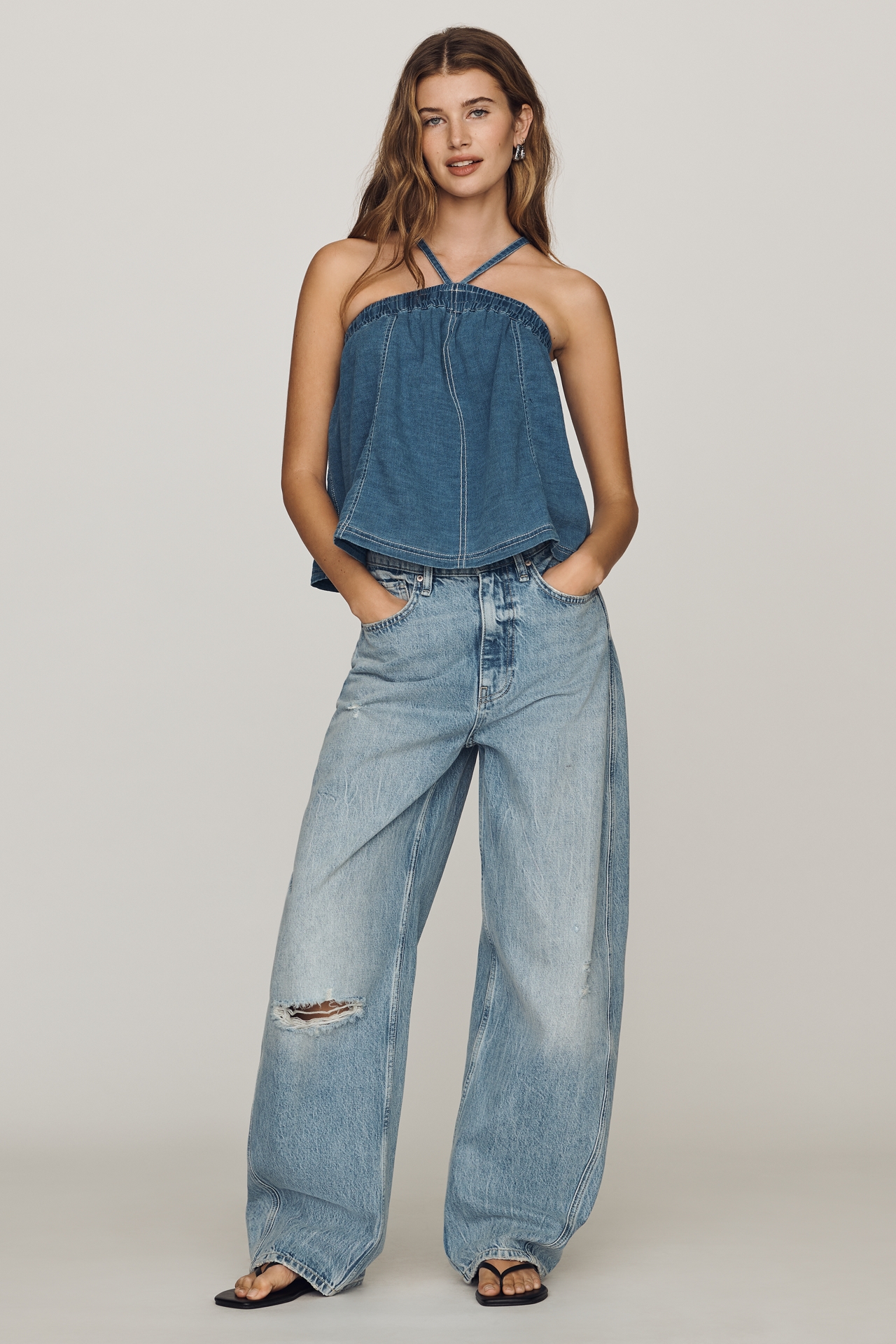 100% Cotton Denim Halter Top