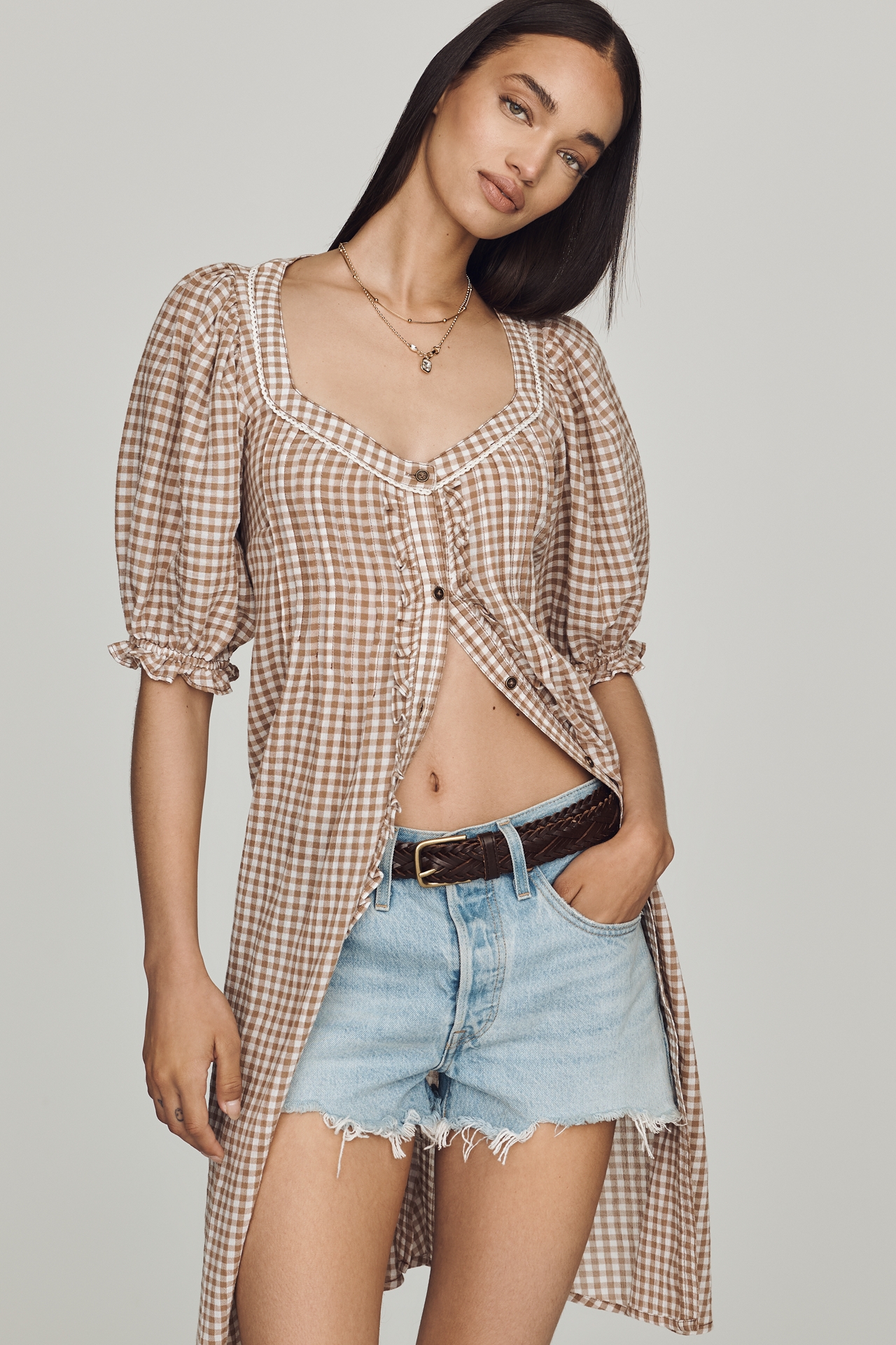 Pilcro Cotton Puff-Sleeve Tunic