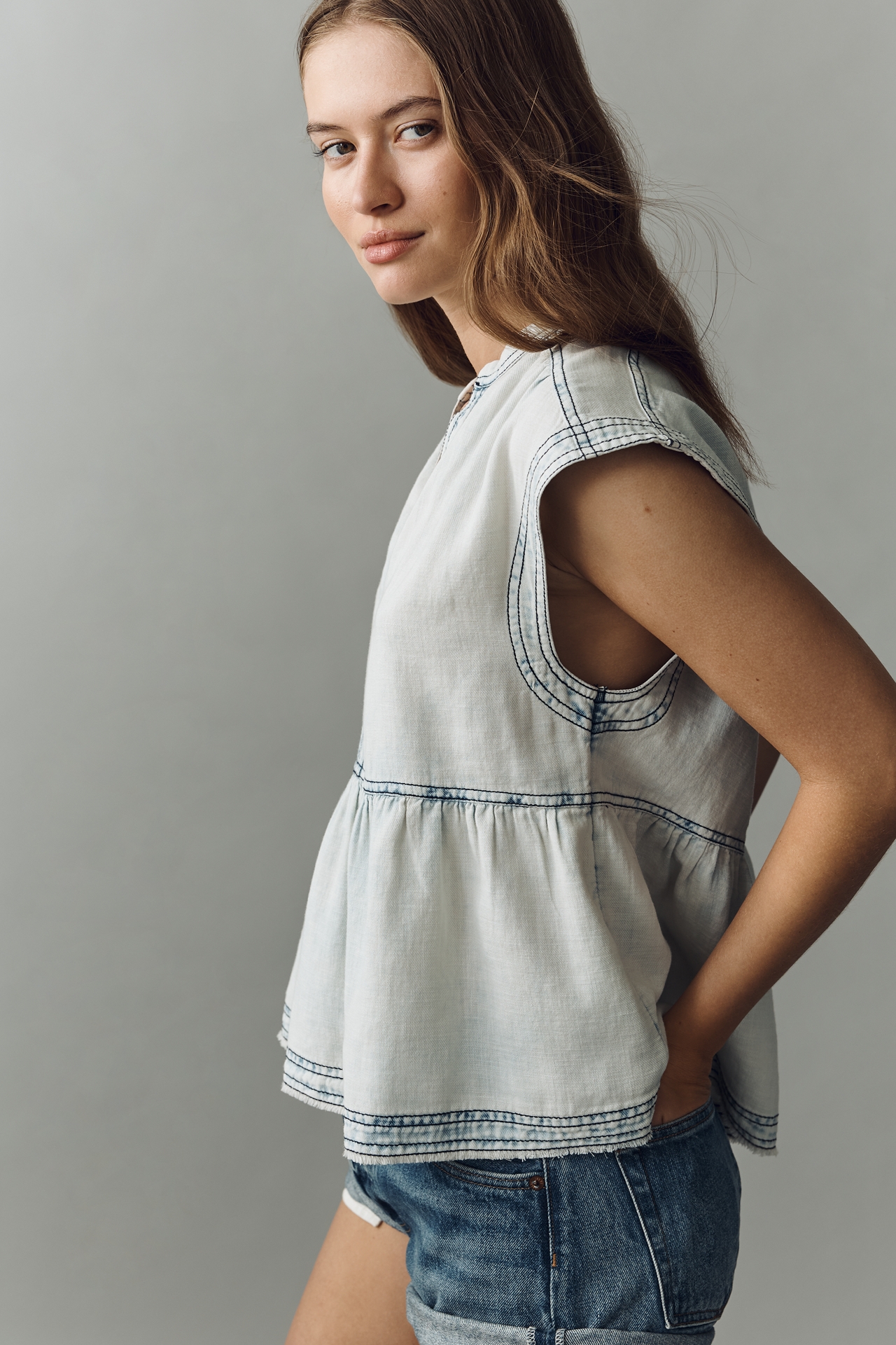 100% Cotton Denim Muscle Shirt