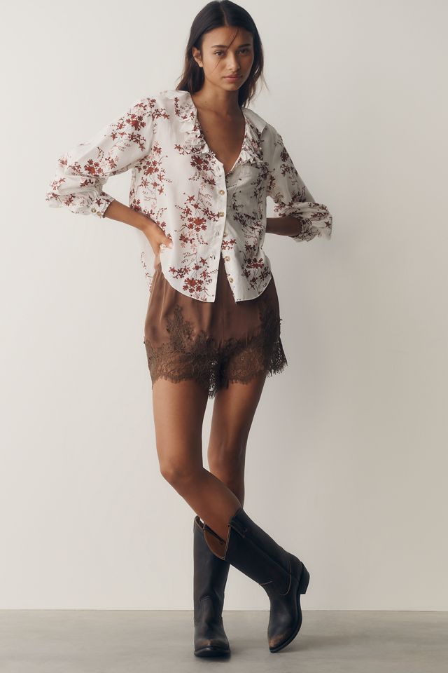 Pilcro Remy Shrunken Ruffle Collar Buttondown Shirt #2