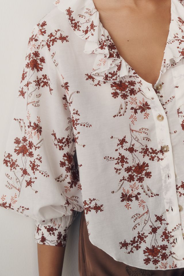 Pilcro Remy Shrunken Ruffle Collar Buttondown Shirt #3