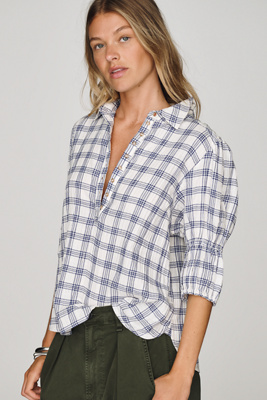 Pilcro Tallulah Puff-sleeve Buttondown Top In Multicolor
