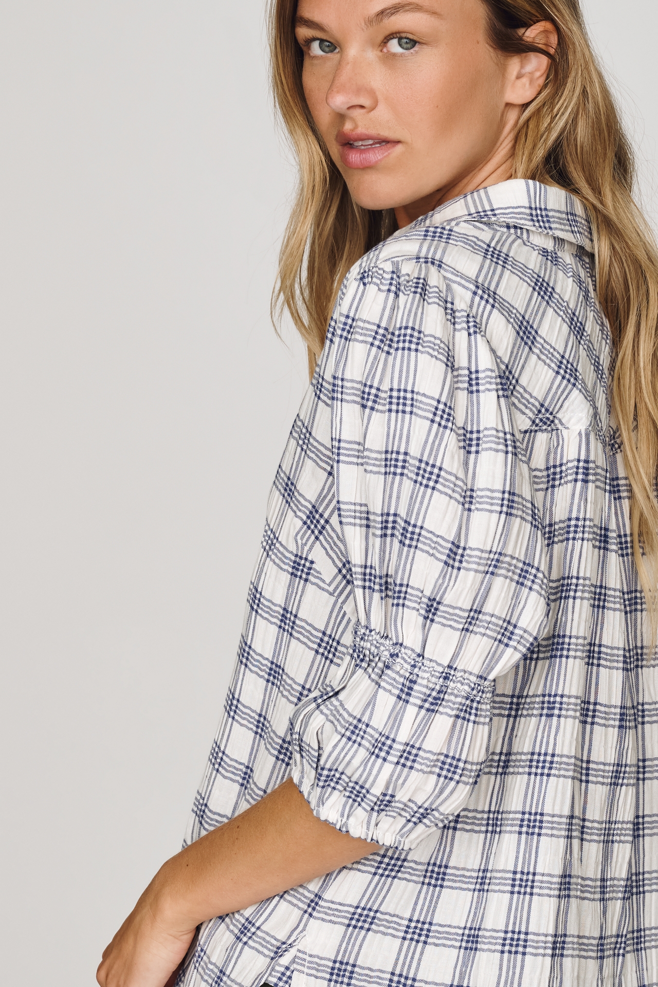 Pilcro Tallulah Puff Sleeve Buttondown Top