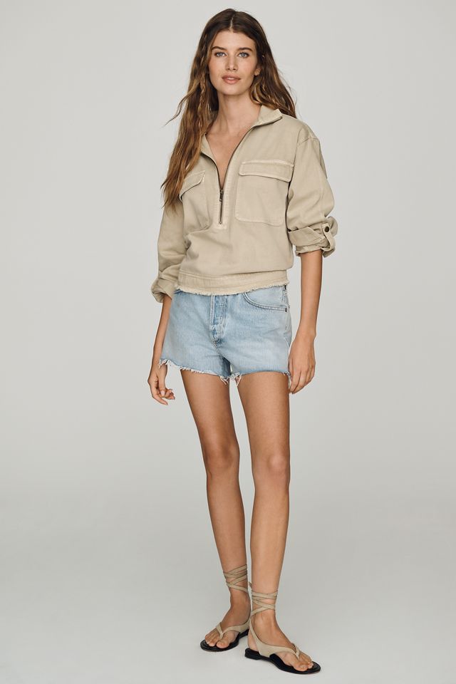 Pilcro Cotton Funnel-Neck Zip-Front Top #3