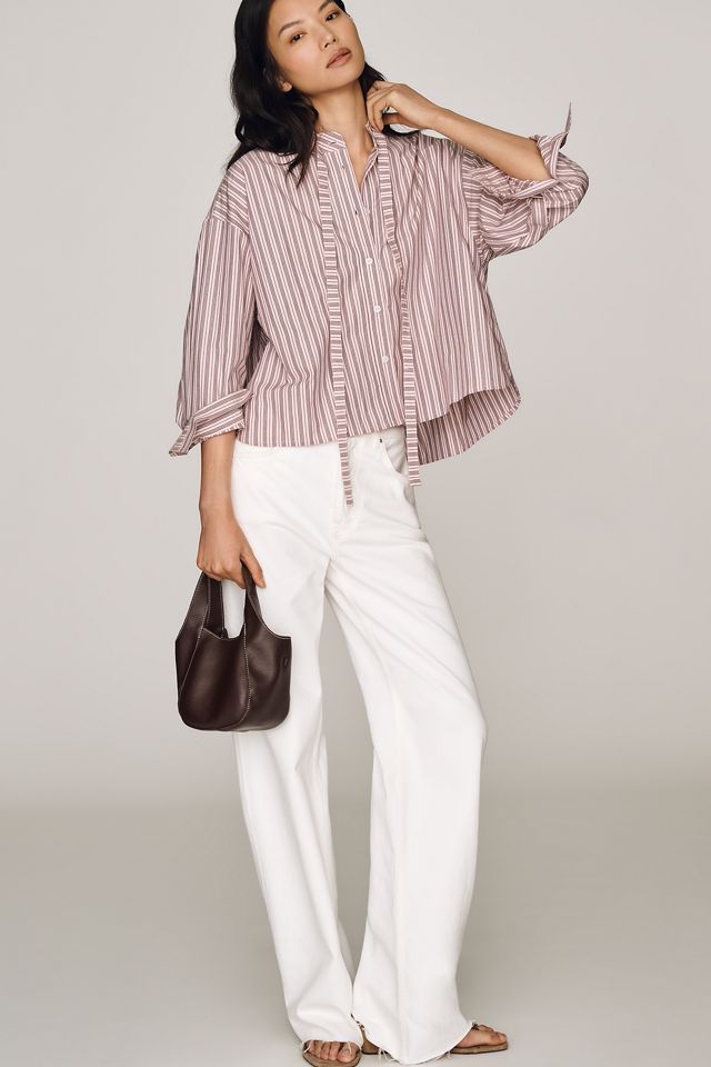 Maeve 100% Cotton Tie-Neck Buttondown Shirt #2