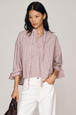 Maeve 100% Cotton Tie-Neck Buttondown Shirt