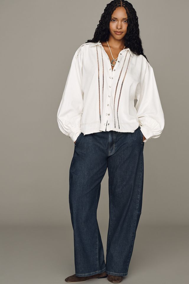Pilcro Cotton Lace Buttondown Shirt #5