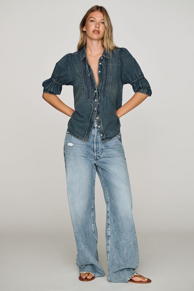 Pilcro Tallulah Cotton Denim Buttondown Top #1