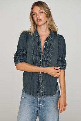 Pilcro Tallulah Cotton Denim Buttondown Top