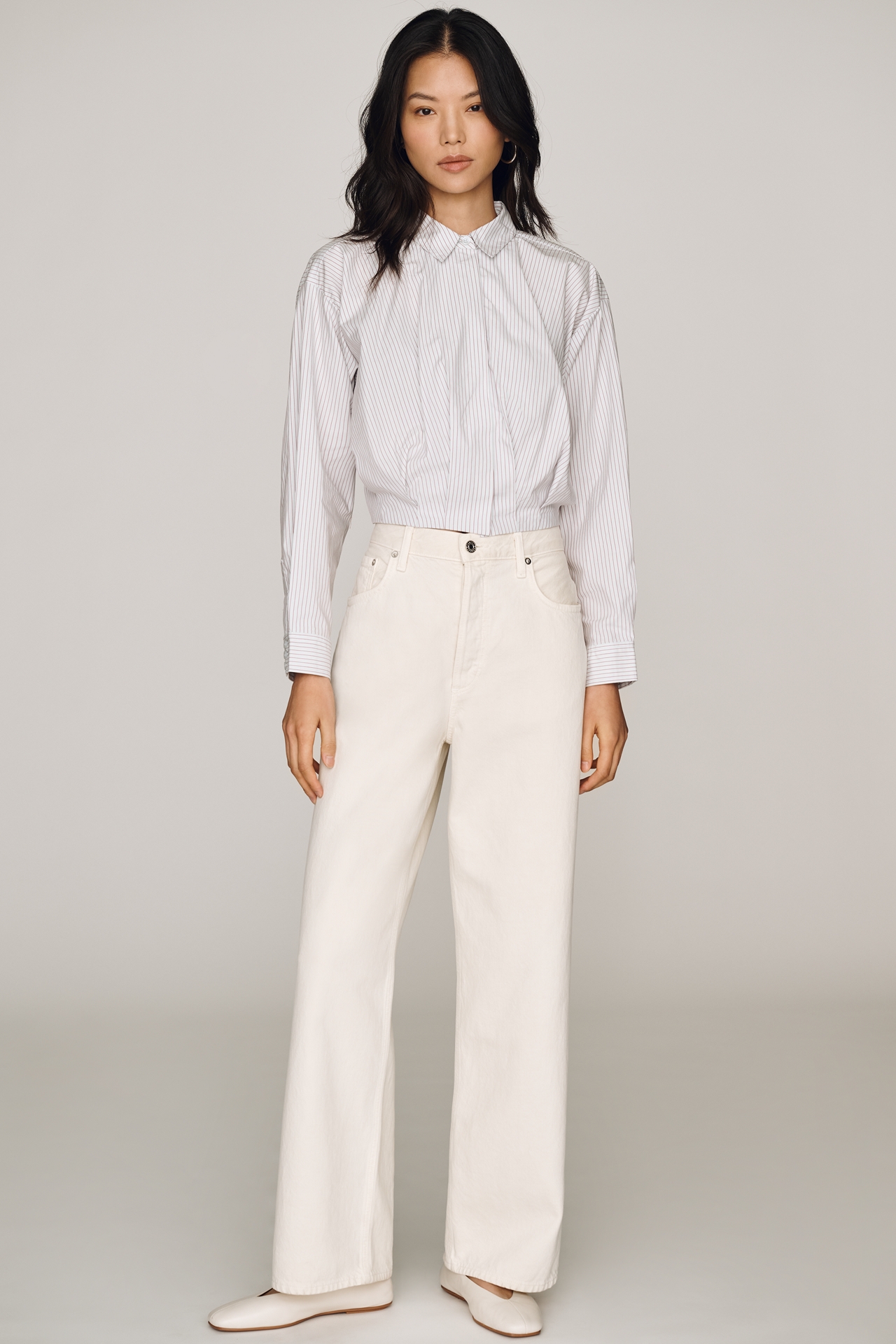 By Anthropologie 100% Cotton Cropped Bubble-Hem Top