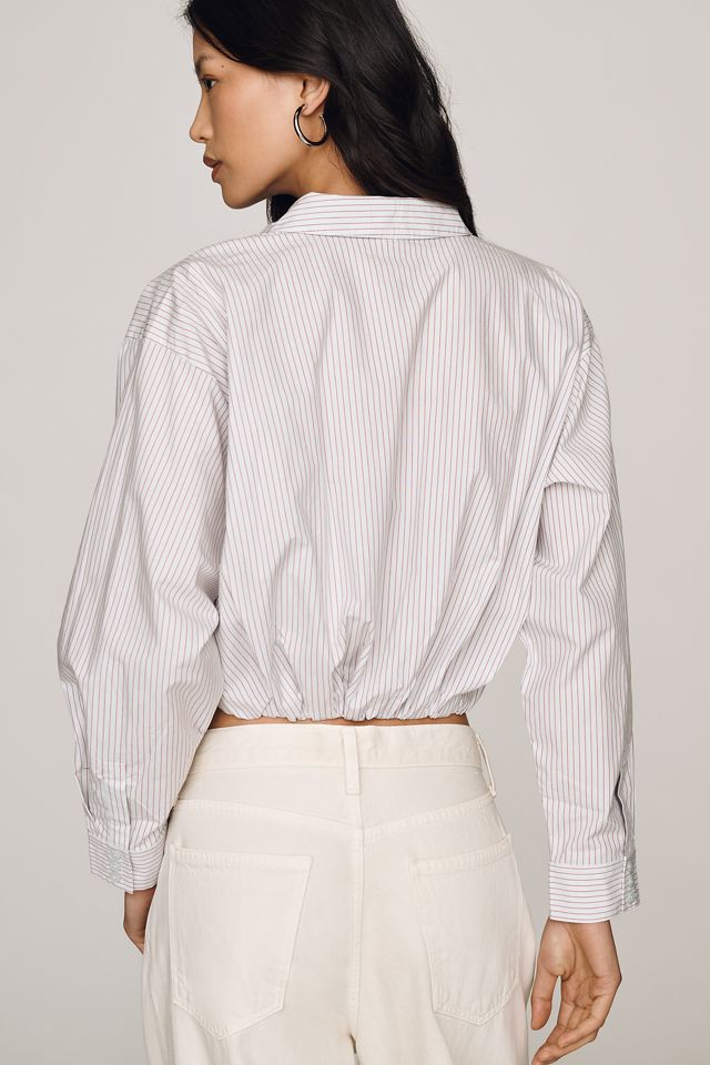 By Anthropologie 100% Cotton Cropped Bubble-Hem Top #2