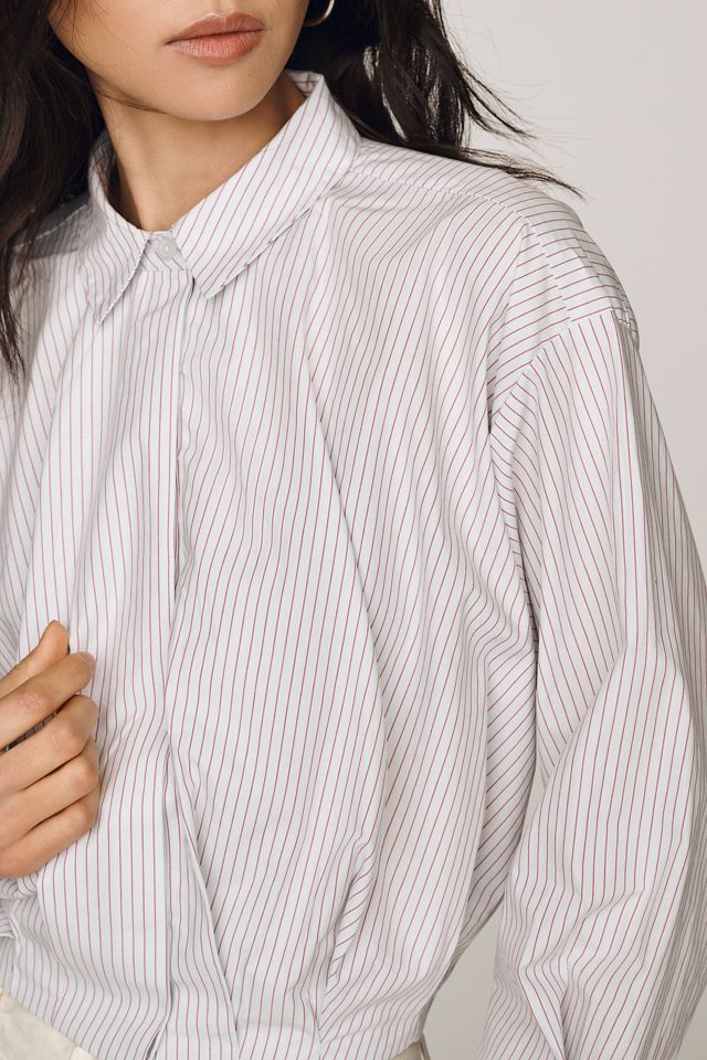 By Anthropologie 100% Cotton Cropped Bubble-Hem Top #3