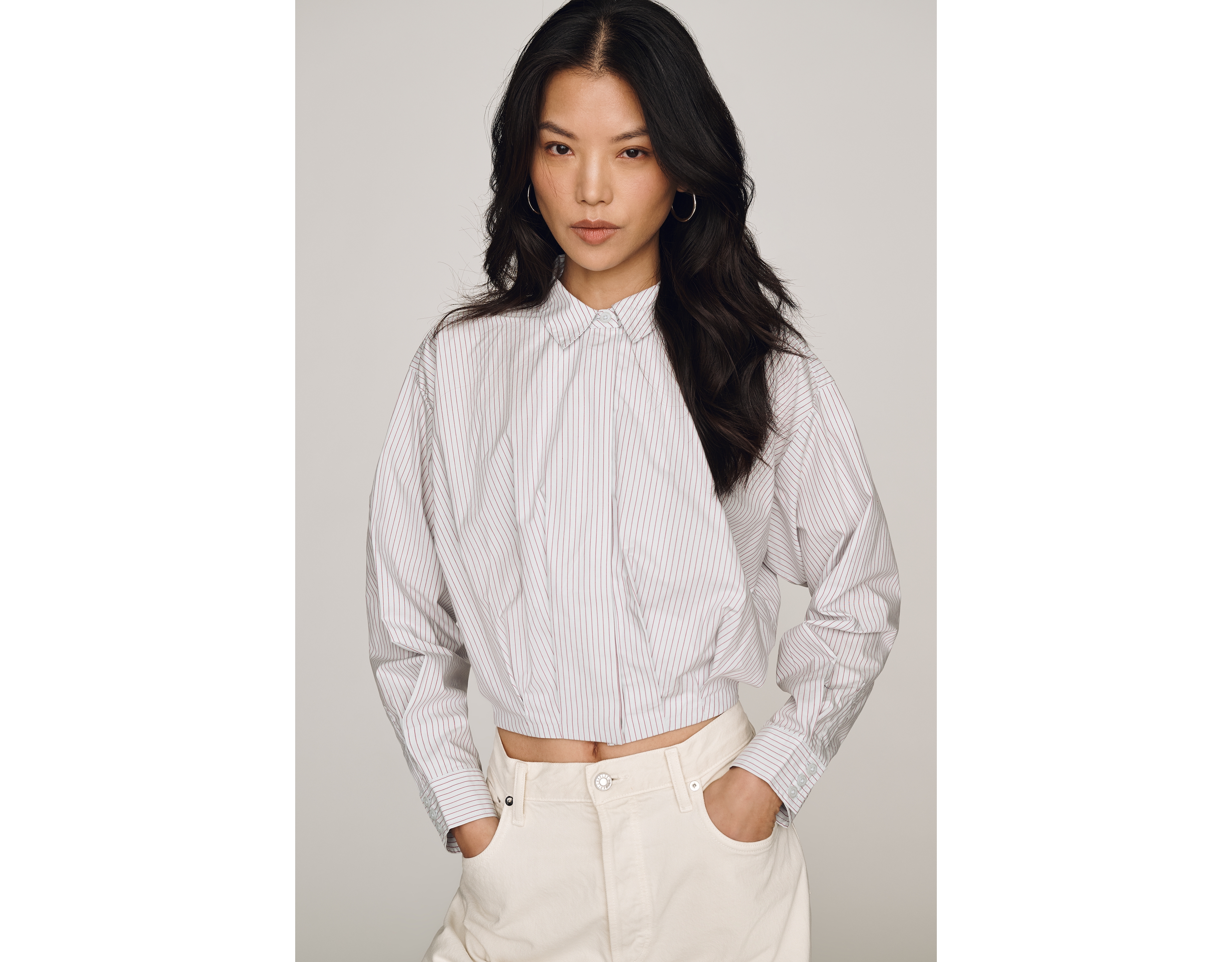 By Anthropologie 100% Cotton Cropped Bubble-Hem Top