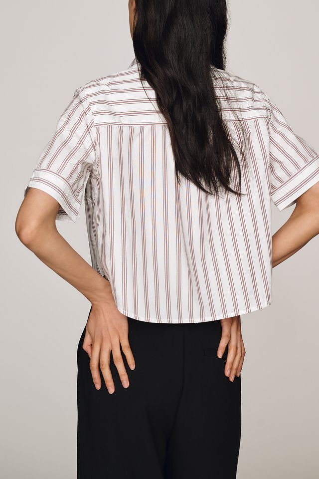 By Anthropologie 100% Cotton Cropped Buttondown Shirt #1