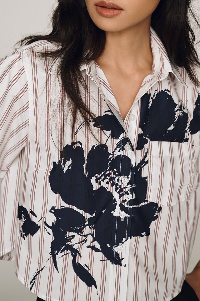 By Anthropologie 100% Cotton Cropped Buttondown Shirt #2