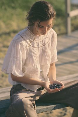 By Anthropologie 100% Cotton Tiered Swing Blouse