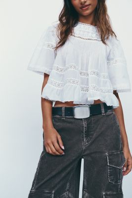 By Anthropologie 100% Cotton Tiered Swing Blouse