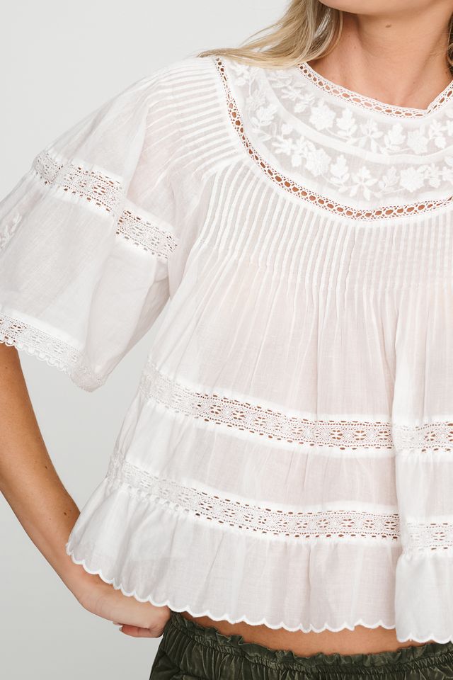 Blouse évasée à volants en 100% coton By Anthropologie #1