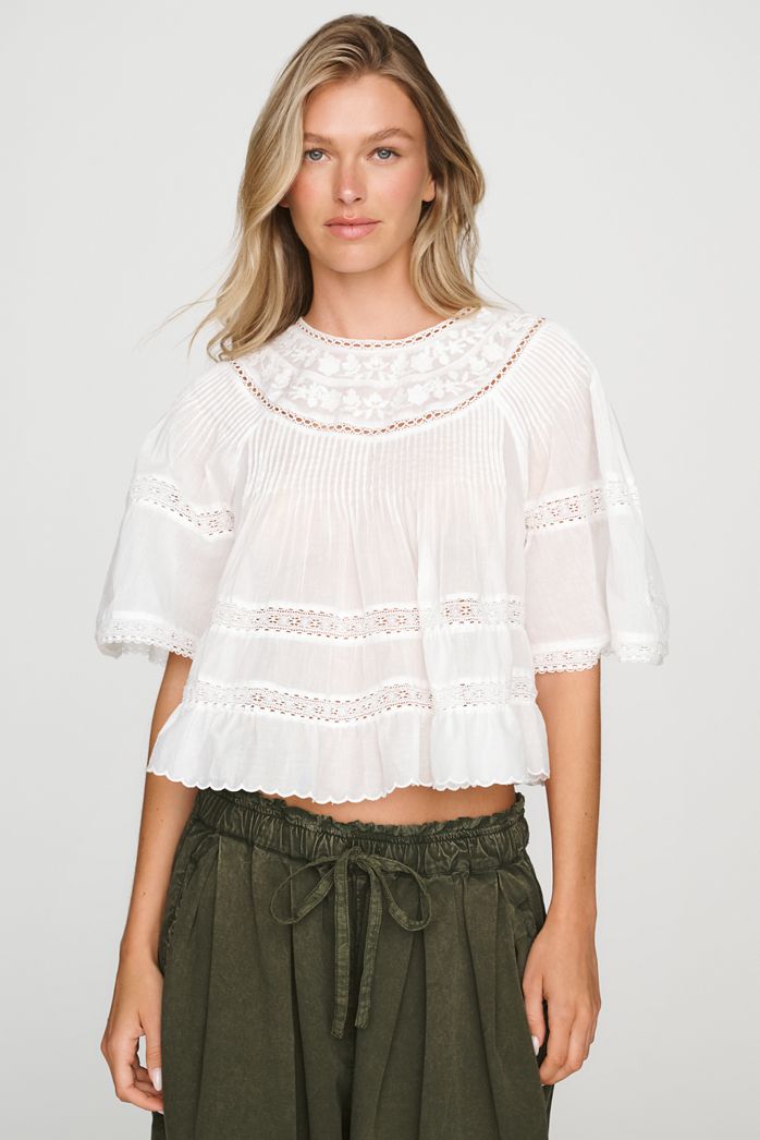 By Anthropologie 100% Cotton Tiered Swing Blouse